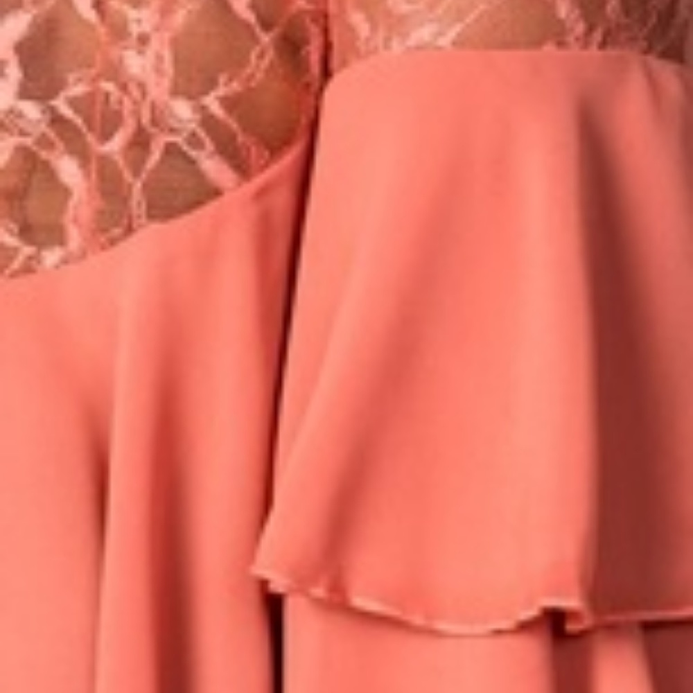 LAYERED RUFFLE LACE CROP TOP ROSE - Picture 4 of 7
